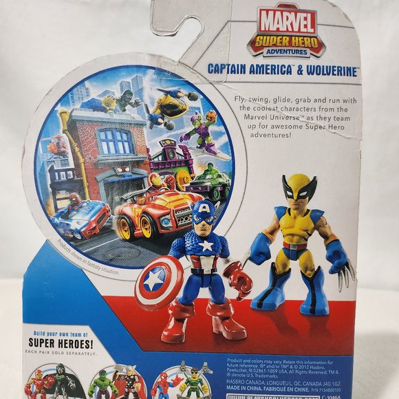 PlaysKool Heroes Marvel Super Hero Adventures Captain America & Wolverine Figure - Picture 3 of 5